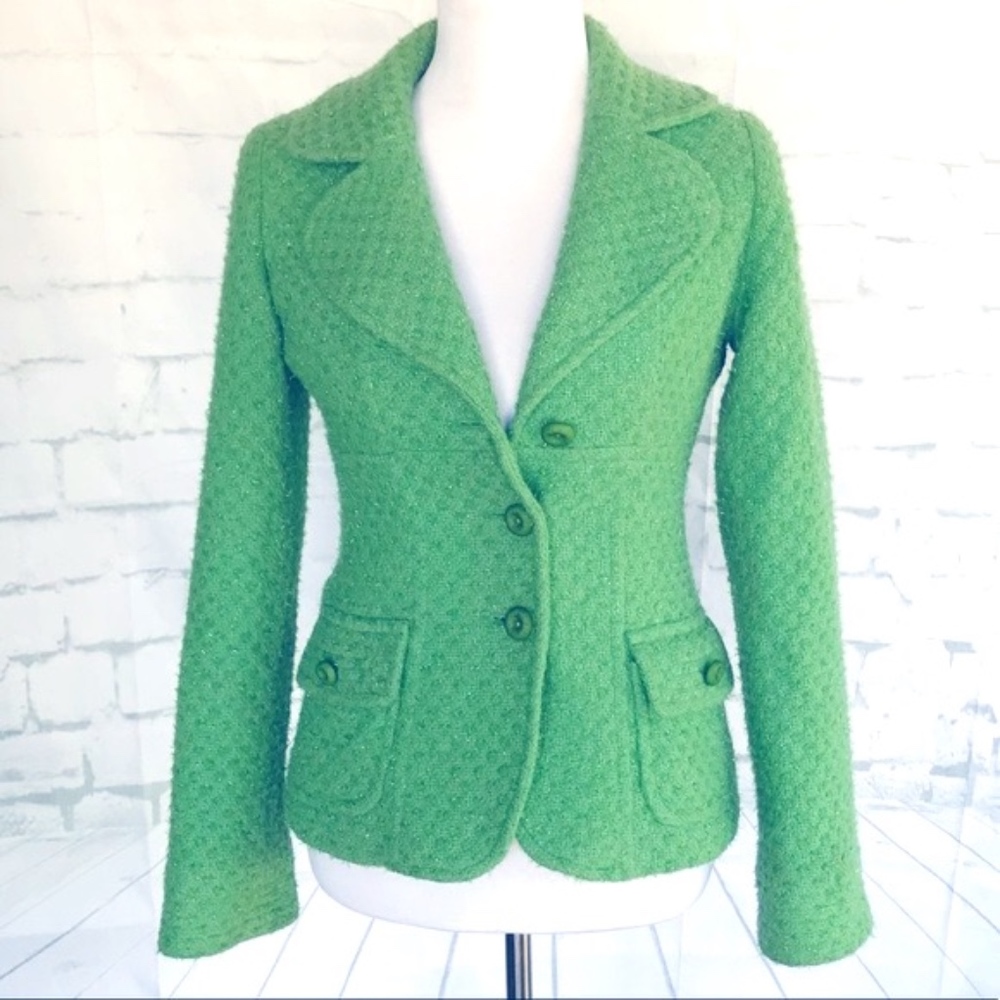 Marciano by Guess Green Tweed Wool Blend Coa